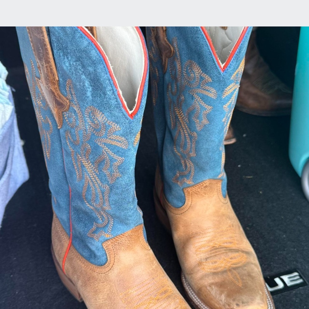 Blue and Tan Cowboy Boots